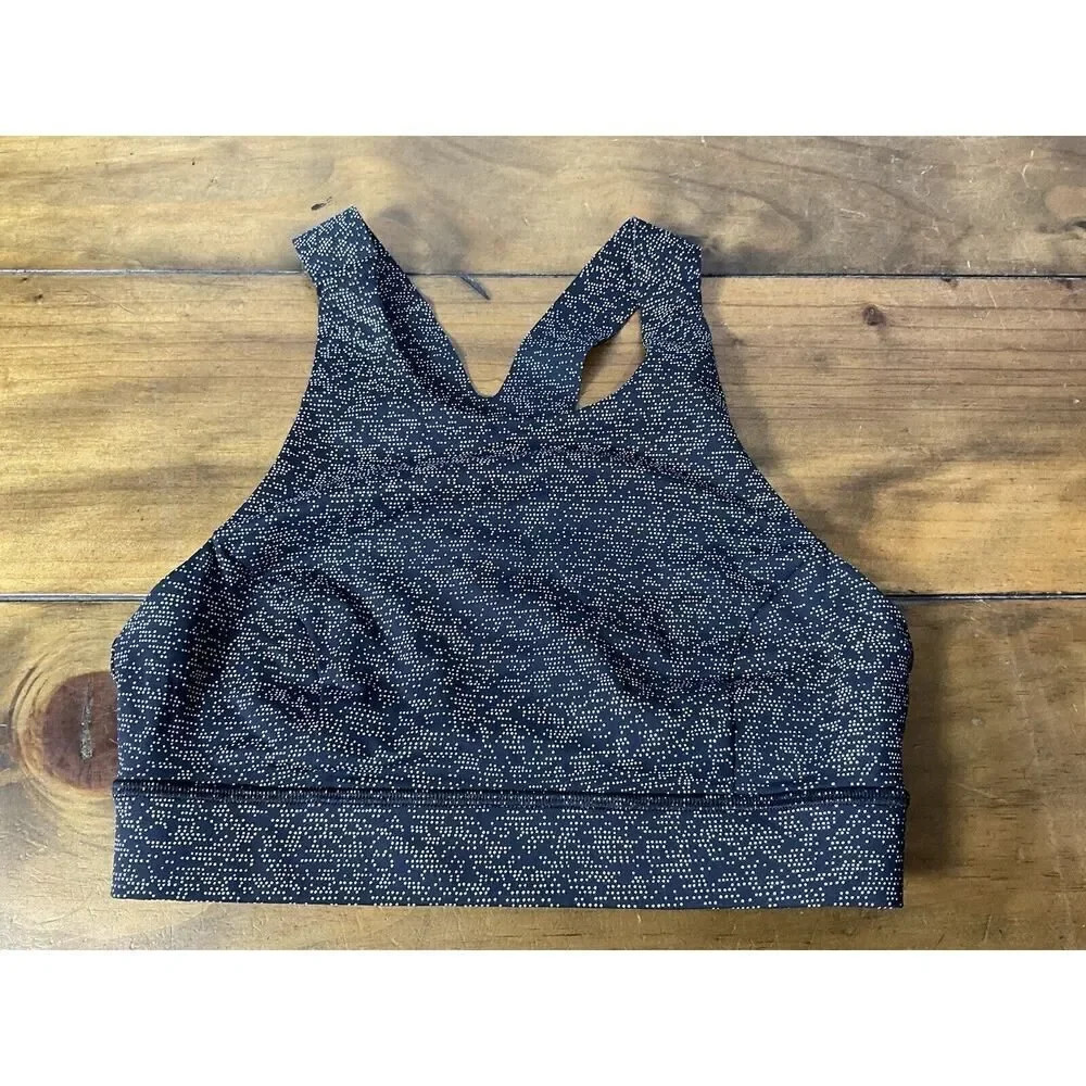 Lululemon Fast Free Soundwave Alpine White Black Sports Bra Size 6